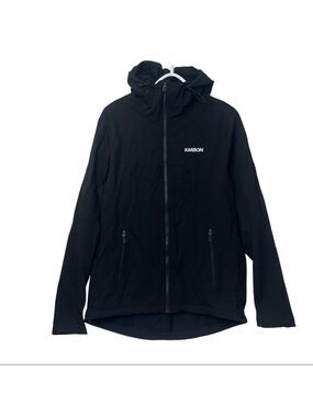 Karbon Black Long Sleeved Lightweight Hooded Nylon Spandex Blend Jacket